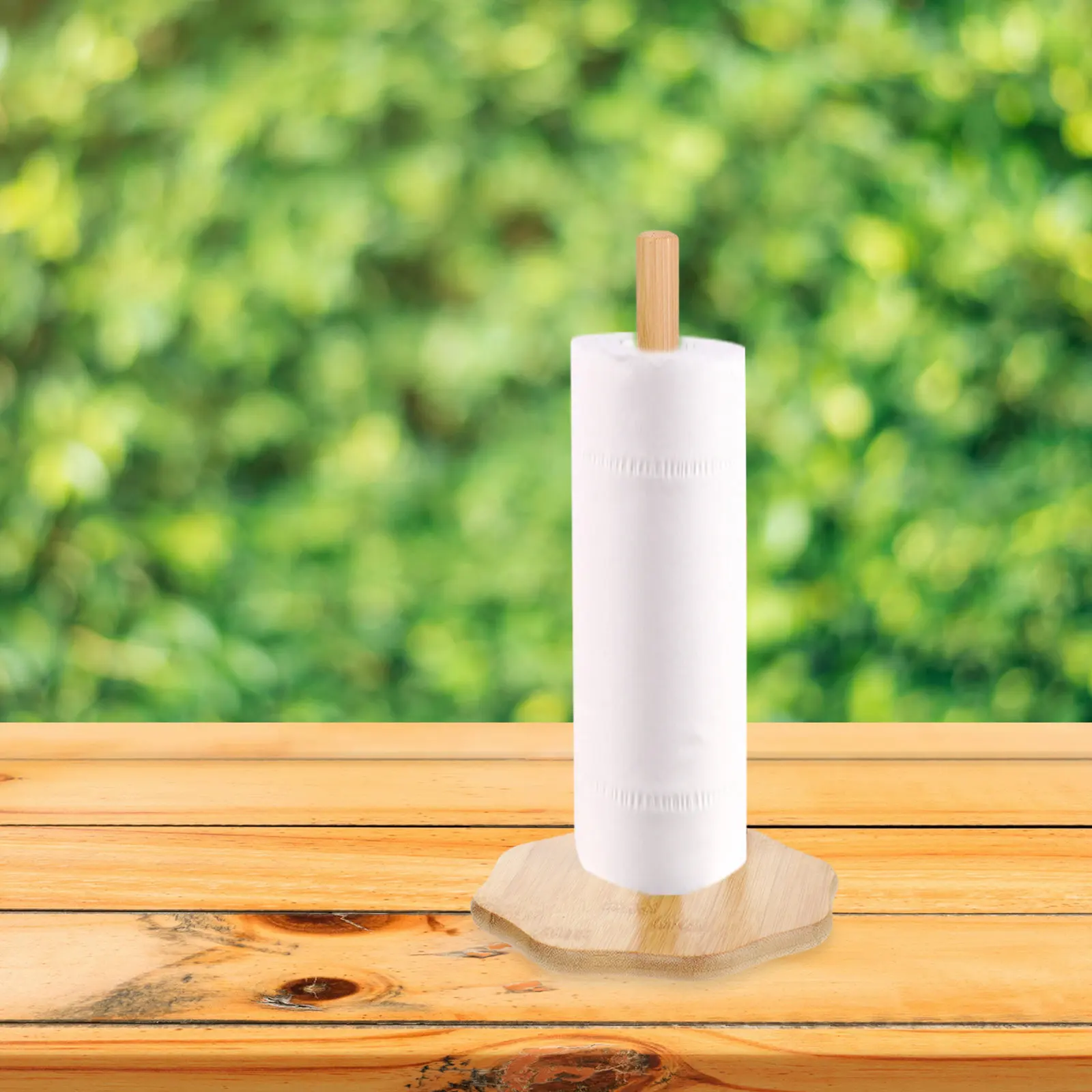 Bamboo Kitchen Paper Towel Holder Roll and Foil Organizer Countertop Stand Space Saving Stylish Wood Design Easy Disassemble