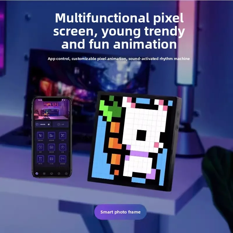 

Pixel Clock Alarm Silent LED Digital Clock Night Light Creative Desk Decoration DIY Gift for Students