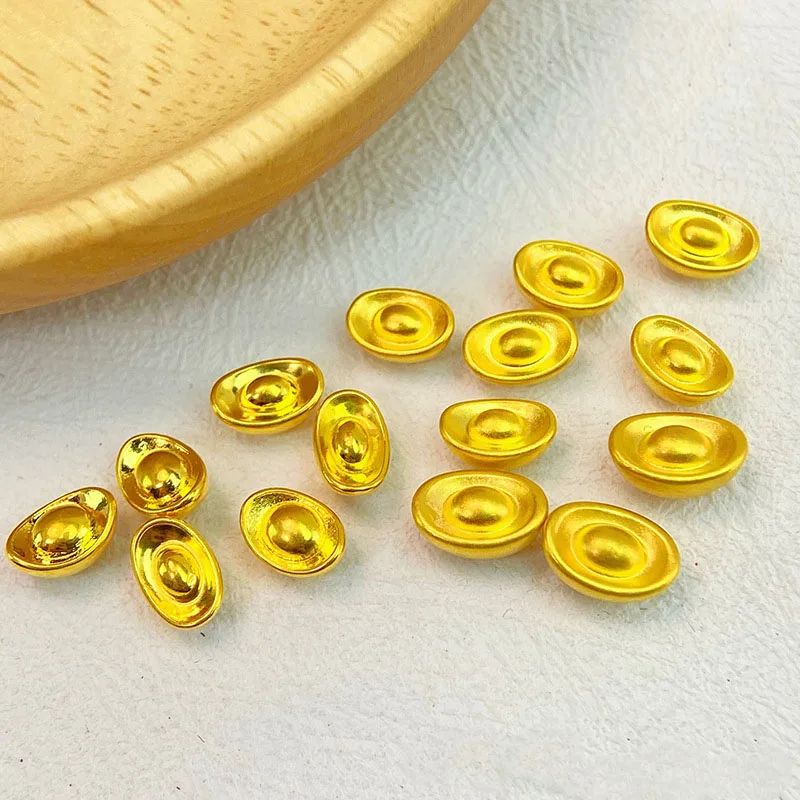 

Pure 24K Yellow Gold Beads Women 999 Gold Smooth YuanBao Loose Beads 1pcs