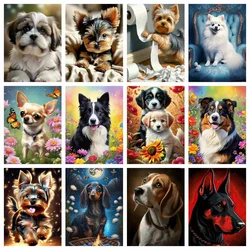 AZQSD Diamond Art Painting Dog Animal 30X40cm Full Round Drill Picture Of Rhinestones Embroidery Wall Decor Cross Stitch