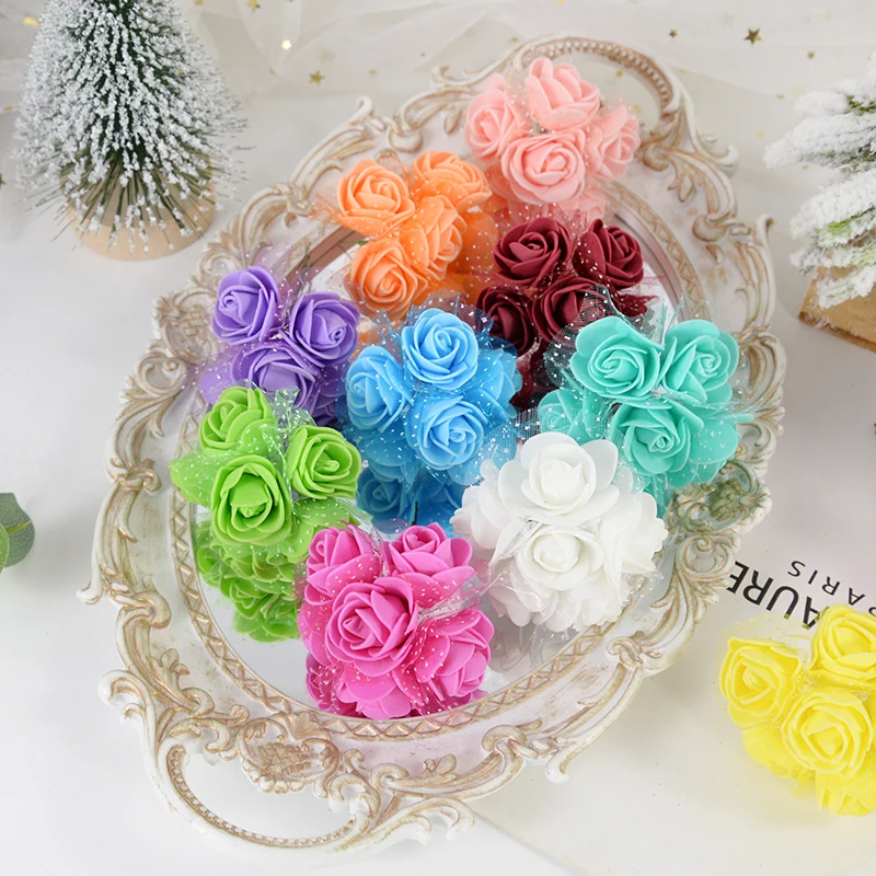 12/36Pcs Artificial Rose Flower PE Foam Rose Head DIY Floral Wreath Garland Wedding Birthday Party Decor Valentines Day Gifts