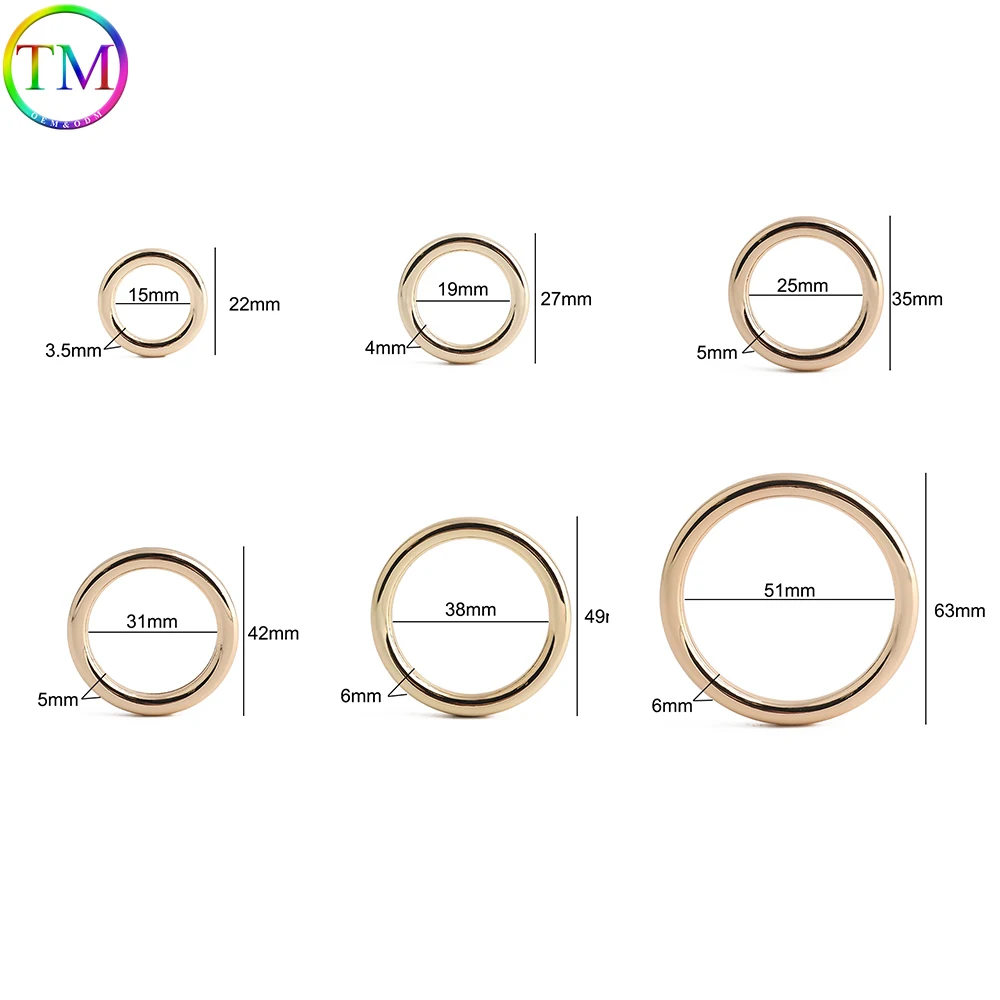 10pcs Metal Welded O Ring 15-51mm Round Buckle Heavy Duty Loop for Bag Strap Belt Dog Collar Webbing DIY Hardware Accessories
