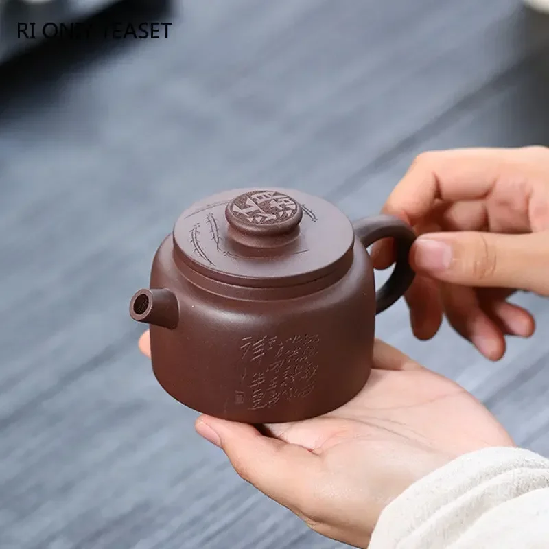 160ml Chinese Yixing Purple Clay Teapots Famous Handmade Tea Pot Raw Ore Purple Mud Kettle High-end Zisha Tea Set Collection