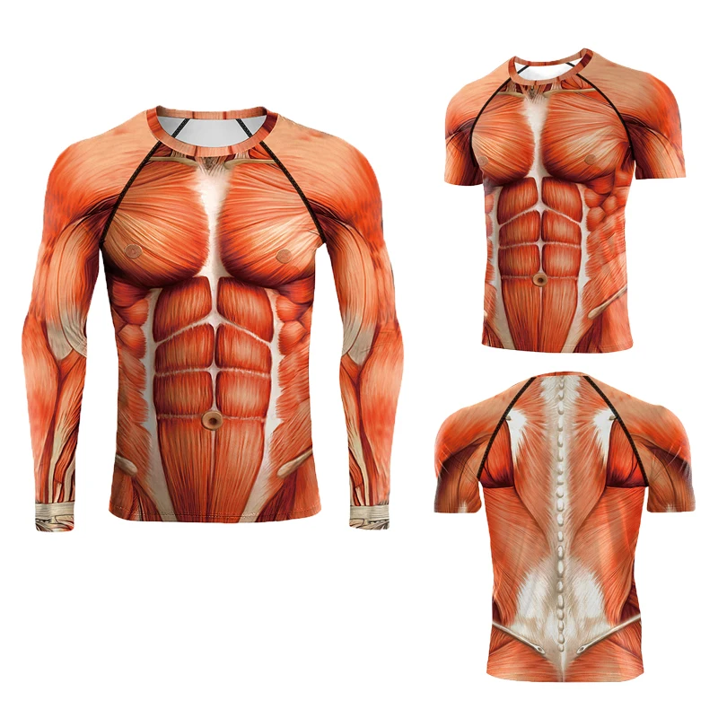 Zawaland Tops For Man Compression T Shirt Muscle 3D Printing Compression Tee Cosplay Costume Tracksuit Adult Men Long Sleeve