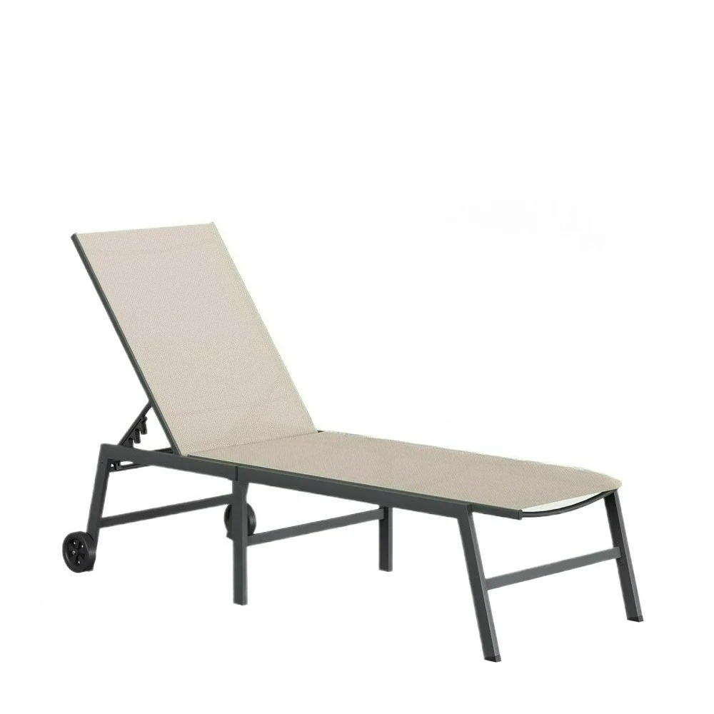 Factory Direct 2026 3 Pcs Outdoor Patio Chaise Lounge Set, 2 Adjustable Textilene Chairs w/ Wheels & Side Table, 5-Position