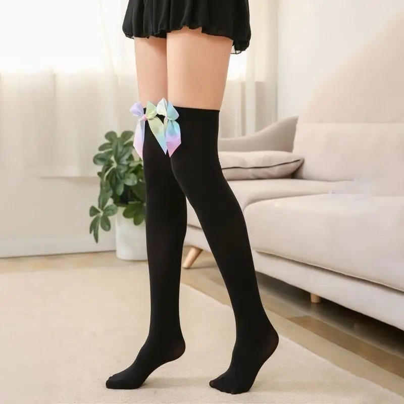 195E Damskie przezroczyste seksowne pończochy Koronkowe pończochy nad długimi skarpetkami do kolan