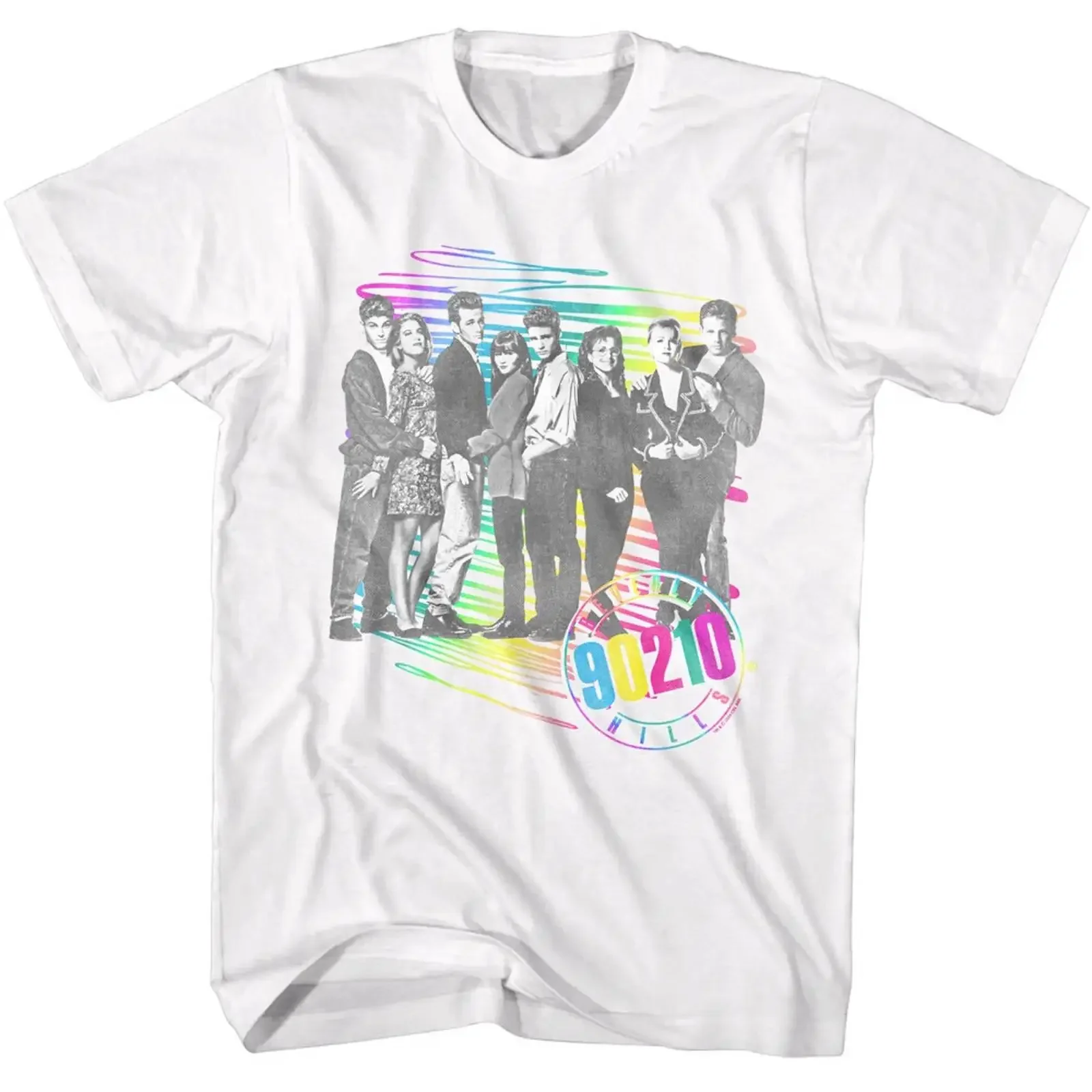 Beverly Hills 90210 Ensemble Foto Pastell Linien Hintergrund Herren T Shirt vintage Washed Comfortable streetwear