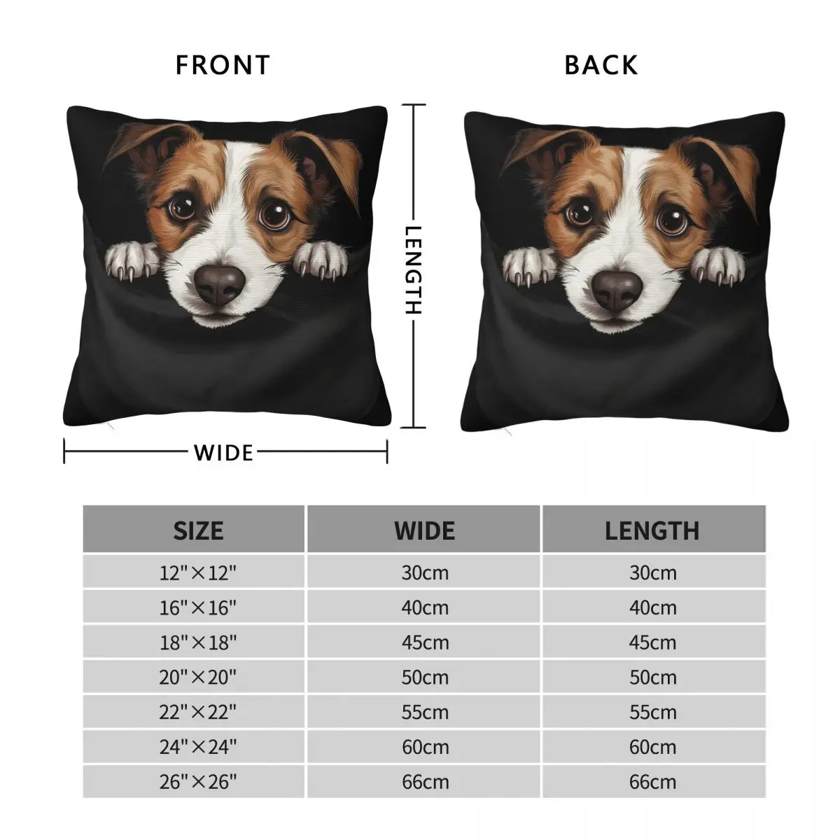 Dog In A Pocket Cute Jack Russell Terrier Puppy Square Pillowcase Pillow Cover Cushion Comfort Throw Pillow for Home Bedroom