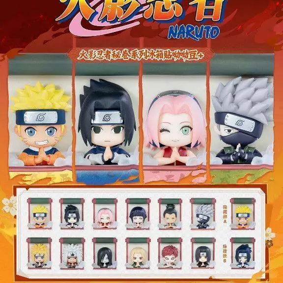 New Naruto Secret Scroll Series Refrigerator Magnet Blind Box Anime Figure Doll Model Desktop Decoration Mystery Bag Toys Gifts