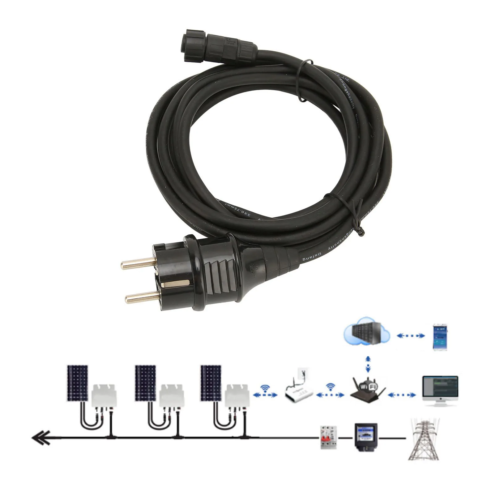Picture 6: Power Supply Cord Cable 3 Meter Solar Energy Power Generation AC Power Cord for WVC 300 WVC 350 Solar Cable Solar Inverter Cable
