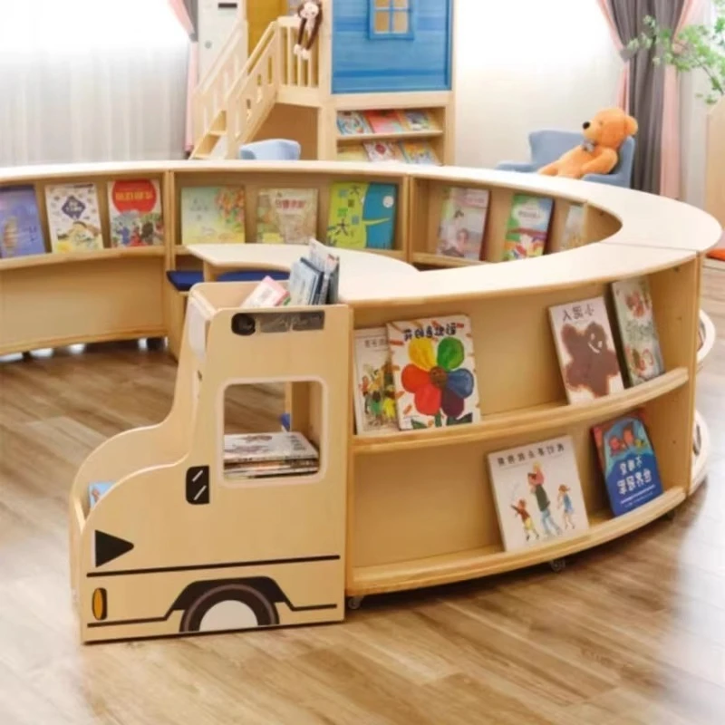 

Customized kindergarten creative picture book rack cartoon train shape bookshelf early education center Nakajima District corner