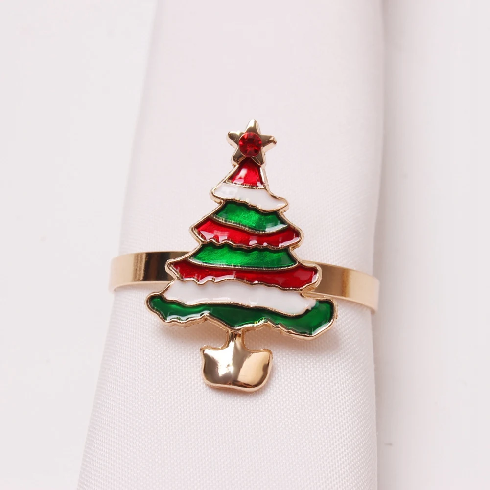 Christmas Napkin Rings - Set of 10 Napkin Holder Rings for Holiday Christmas Table Decoration Elk Napkin Buckle