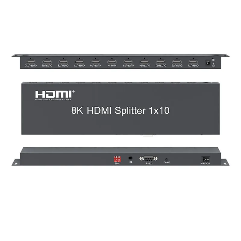 8K HDMI Splitter 1x10 8K 1 In 10 Out Hdmi Splitter 1x10 With IR EDID