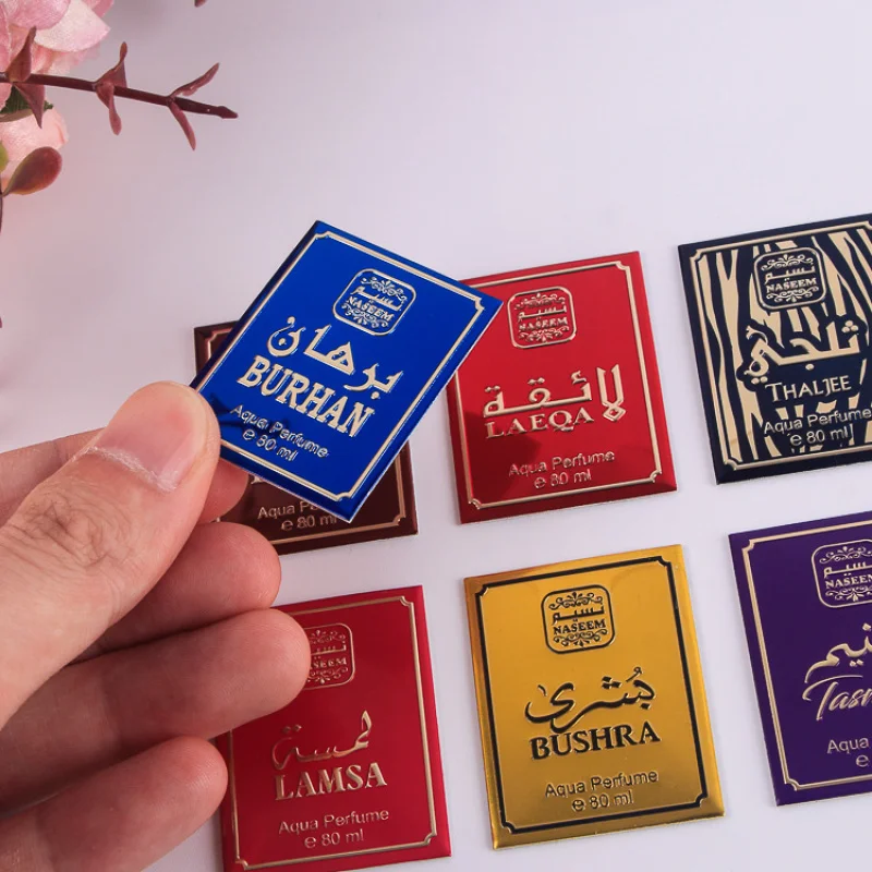 ปรับแต่ง. โรงงานขายตรงขวดน้ําหอมแผ่นโลหะผลิตภัณฑ์บํารุงผิวป้ายปั๊มผ้าไหมหน้าจอ High-en