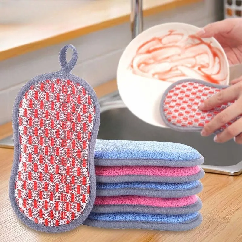 10/5/3/1PC Scrub Sponges Dishes Double-sided Magic Wipe Microfiber Non Stick Pot Cleaning Sponges Kitchen Tools Wash Pot Gadgets