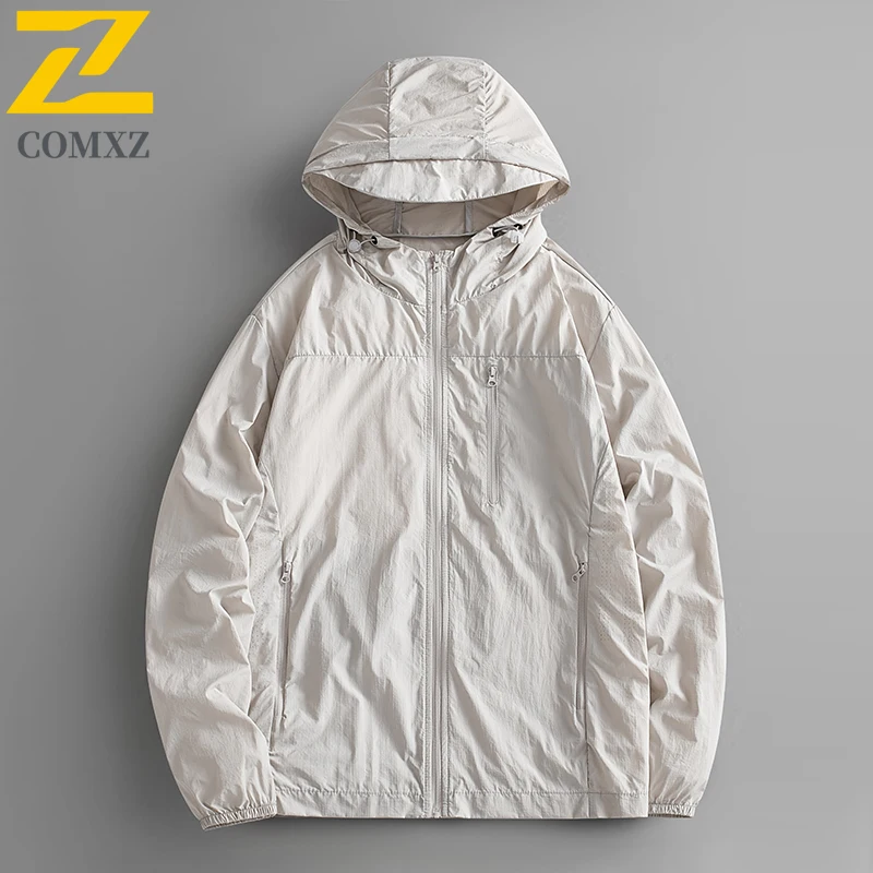 

Maxbarley Summer Anti-UV Jacket Men Casual Solid Color Sun Lightweight Protective Windbreaker Women Travel Climbing Skin Coats
