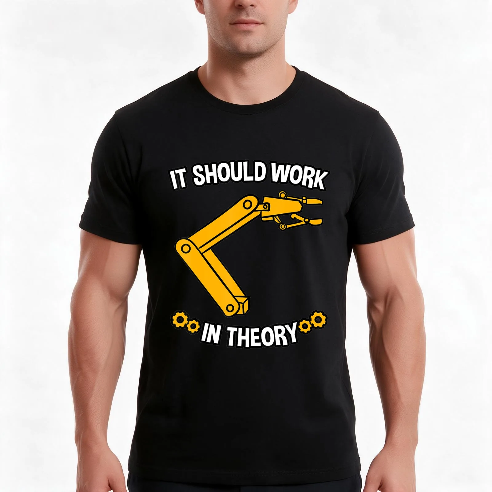 En théorie, ça devrait fonctionner. T-shirt pour ingénieur en robotique, t-shirt à manches courtes, coupe ample, décontracté, idéal pour l’été, modèle unisexe.