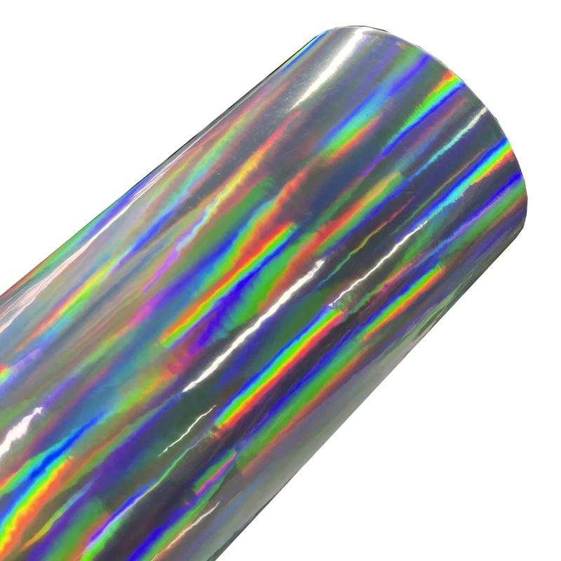 Glänzende Regenbogen-Holographische Silber-Chrom-Vinylfolie Selbstklebende Aufkleberrolle für Fahrzeugfolierung