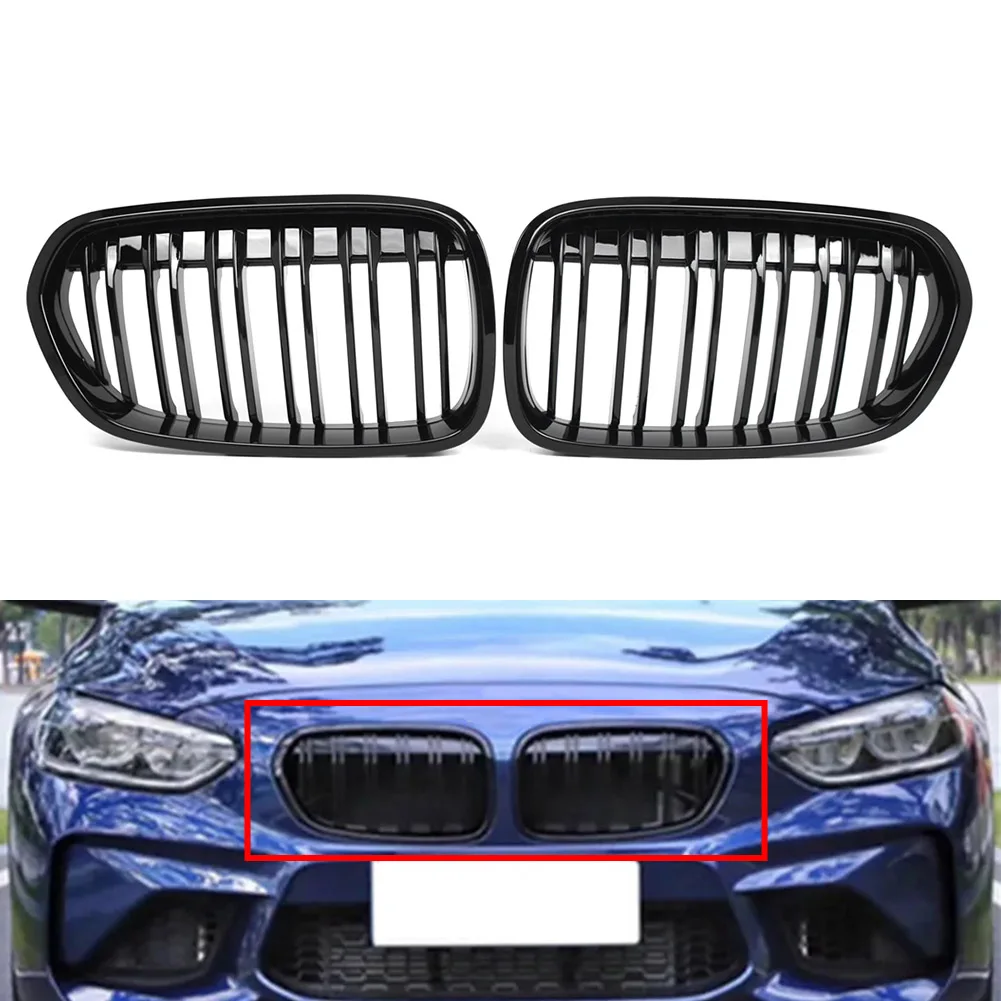 1 Pair Car Dual Slat Front Bumper Grille Kidney Grill For BMW 1 Series F52 2016 2017 2018 2019 2020 202