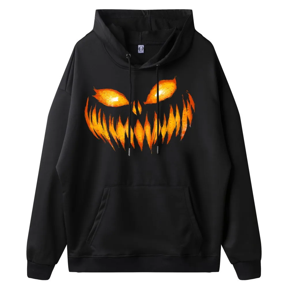 Vintage Hoodies Hip Hop long Sleeve Mens Hoodies Jack O Lantern Scary Carved Normal NEW YEAR DAY Hoodies O-Neck