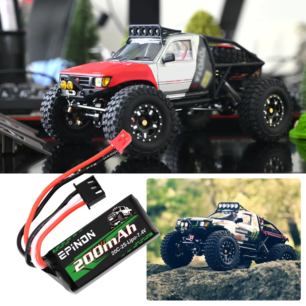 3PCS 7.4V Lipo Battery 2S 20C 200mAh Rechargeable Lithium Battery with PH2.0 Plug for RC Car Trucks Axial SCX30