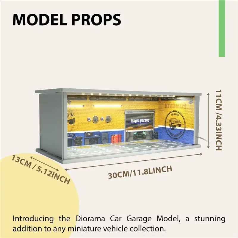 B78B-1/64 Diorama Car Garage Model  LED Lighting City Car Showroom Scene  For Miniatures Vehicles Display Model Assembled Park