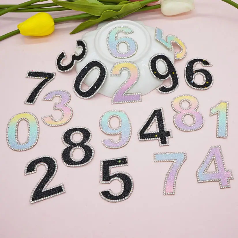 مجموعة من 10 قطعة أرقام أحجار الراين الحديد على التصحيح DIY بها بنفسك الإصلاح عزر زين حقيبة الملابس ديكور الأحذية إصلاح الملحقات