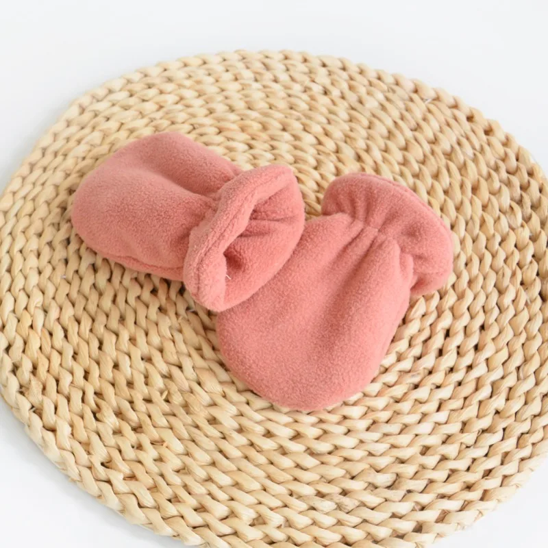 

1 Pair Newborn Anti-Scratch Mittens with Elastic Cuff Warm Gloves for Babies Infant Hand Protection Solid Color Baby Mittens