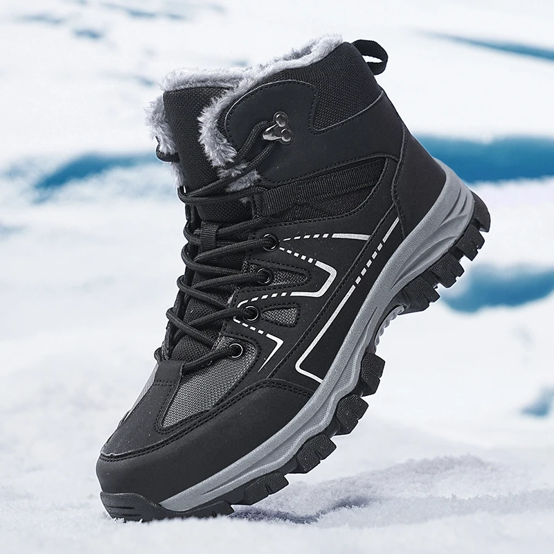Autumn Winter Couple Outdoor Hiking Shoes High-top Thick Sole Hiking Shoe Travel Warm Cozy Leisure Sports Shoe Zapatillas Hombre