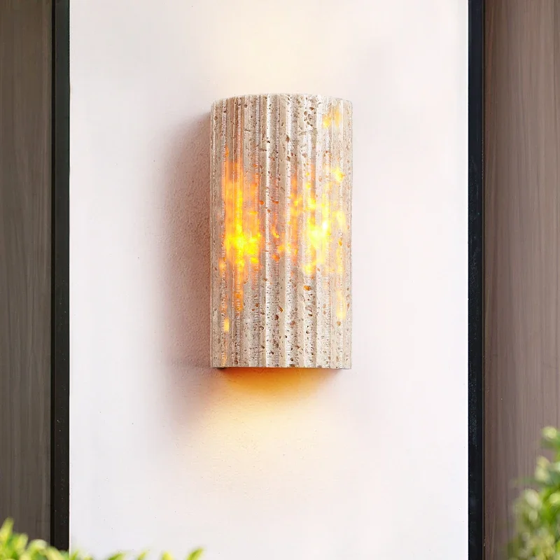 

Stone LED Wall Light Outdoor Home Decoration Art Stair Courtyard Balcony Bathroom Atmosphere Decor Retro Wall Lamp Living Room