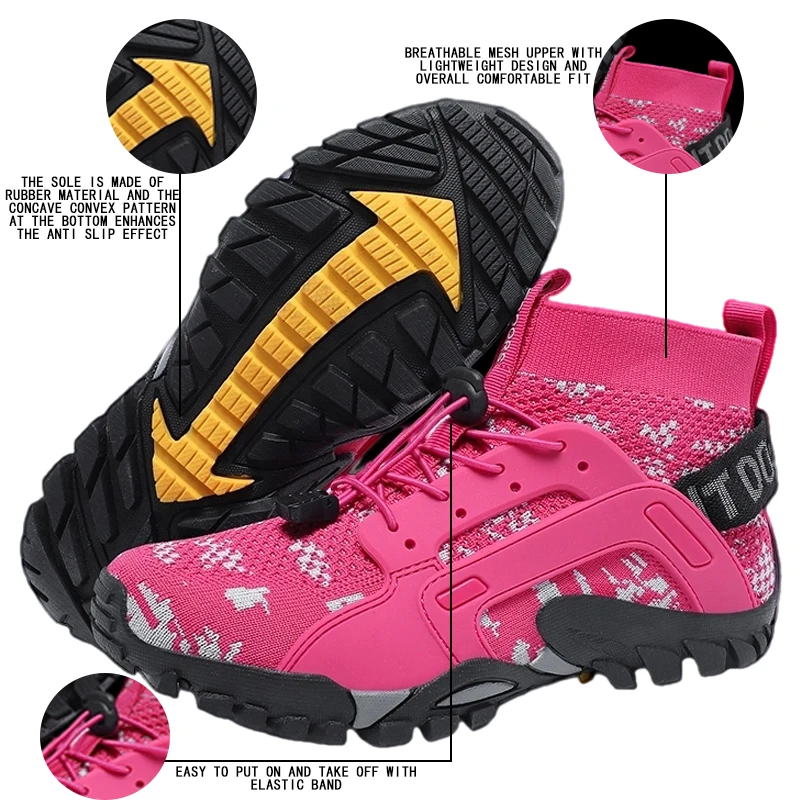 

Женская обувь для воды и походная обувь удобная и дышащая на резиновой подошве, нескользящая и мягкая. Подходит для улицы.