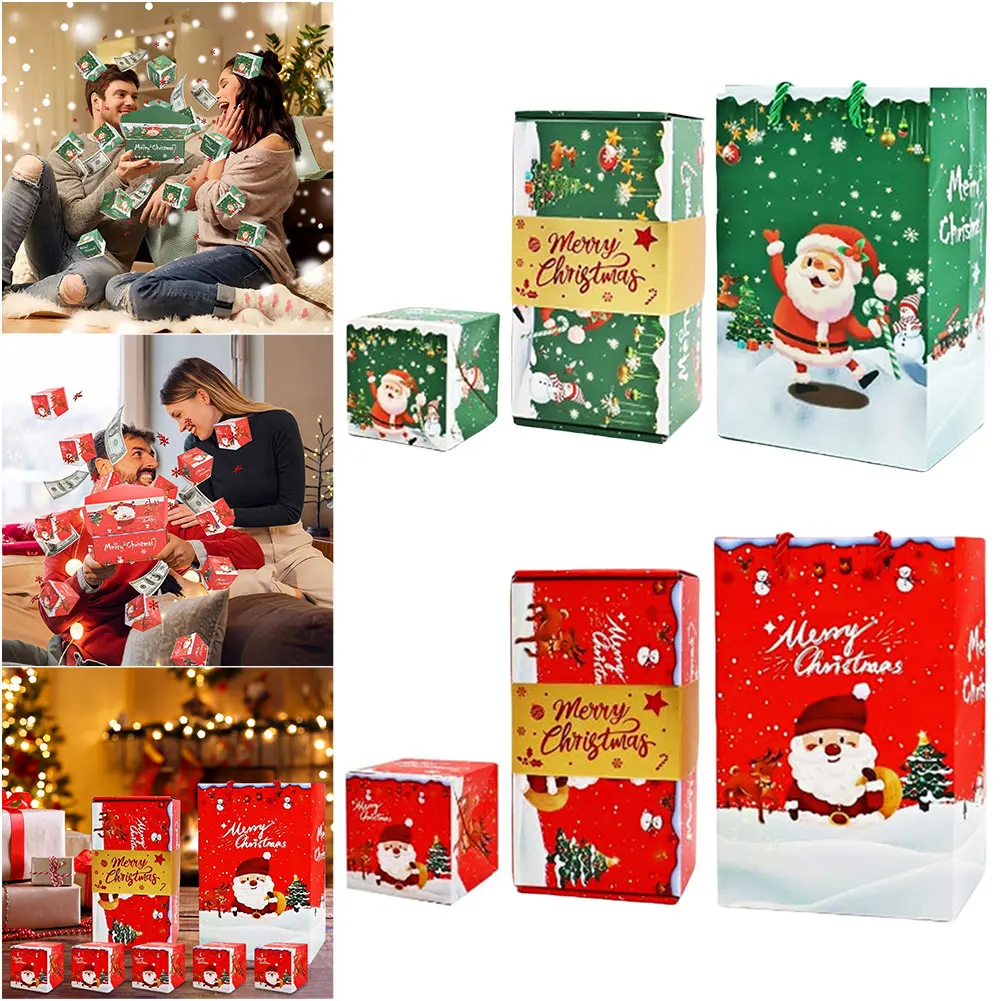 Weihnachten Pop-Up Explosion Geschenkbox Bargeld Explosion Luxus Geschenkbox Überraschung Sprungbox für Geschenk Weihnachten Party Supplies
