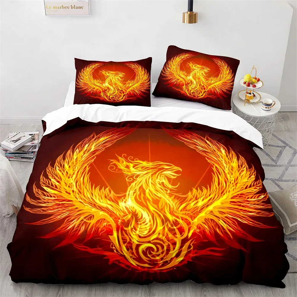 

Phoenix Nirvana Duvet Cover Set Soft Fire Patterned Bedding Sets for Children Adults Teens Polyester Comforter Cover King Size