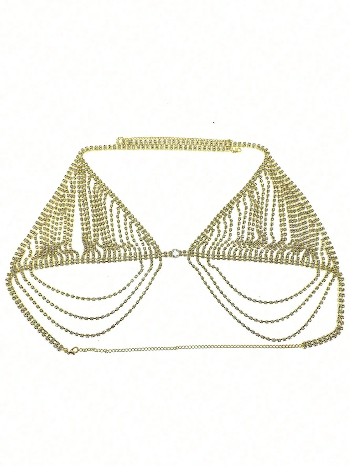 1 Set Women's Sexy Body jewelry Fashion Shiny Rhinestone Bra Bikini Suit Popular Waist Chain Outdoor Beach Party Accessories view 4
