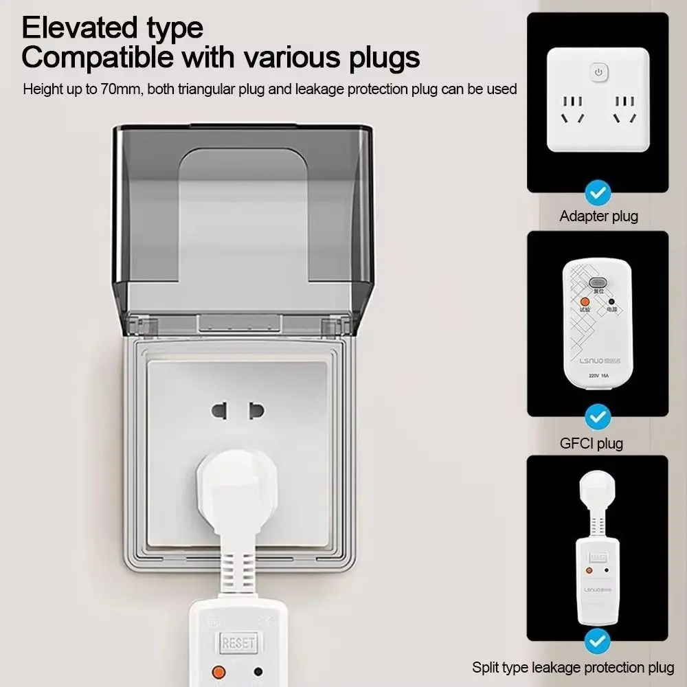 Self-Adhesive 86 Type Wall Socket Waterproof Box Prevent Electric Shock Antifouling Electric Plug Cover Safe Plastic