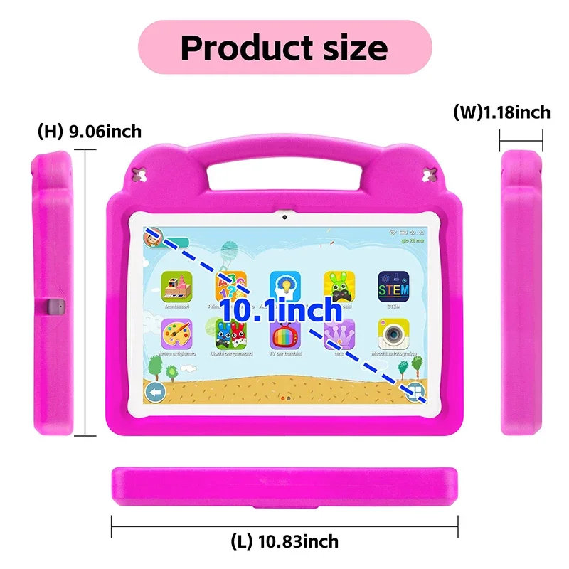ANRY Tablet Android 15 de 10,1 polegadas para crianças, 8 GB de RAM 64 GB de ROM Tablet infantil, bateria de 5000 mAh Quad Core Tablets PC