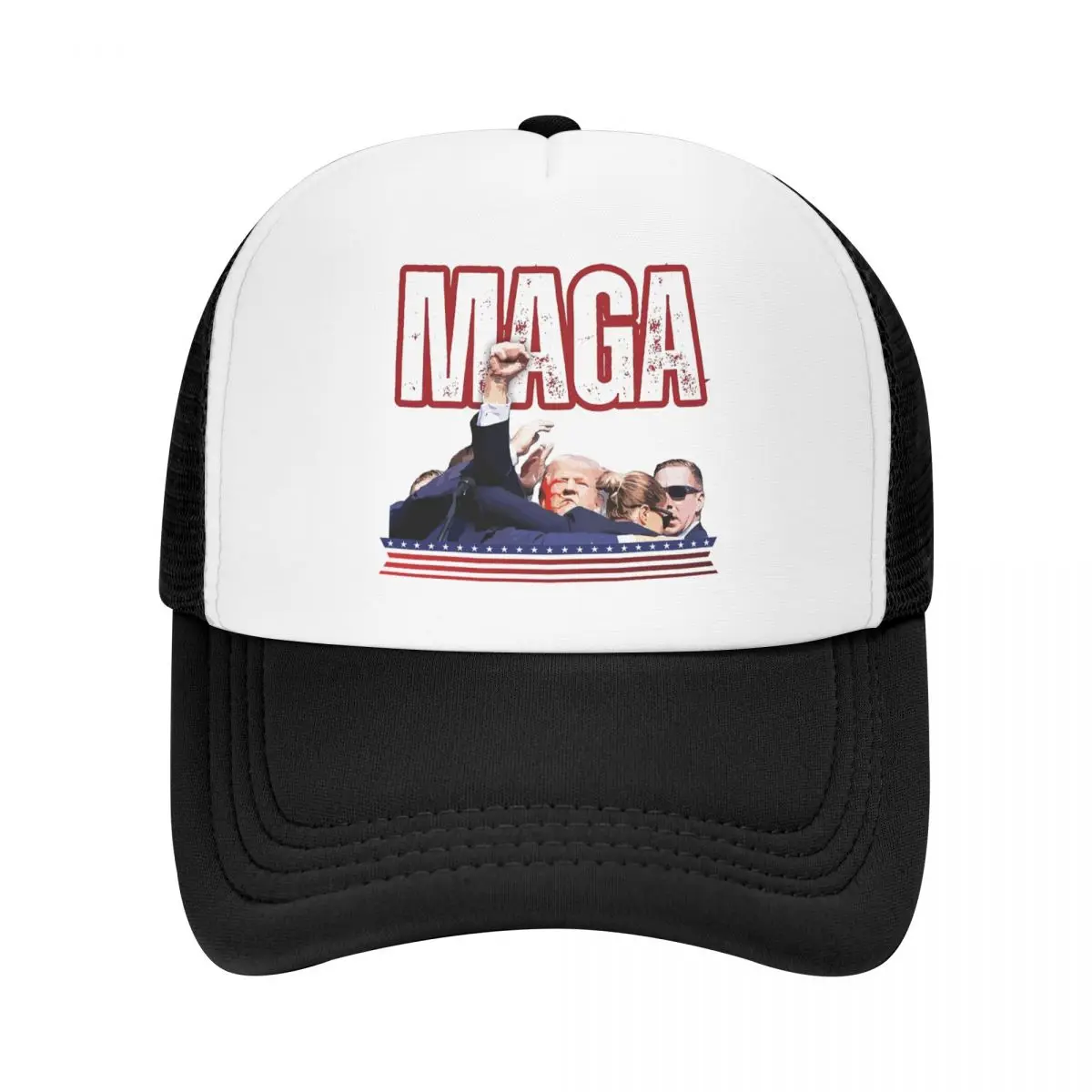 Breathable Cooling MAGA Iconic Trump Shot Mesh Sun Cap Unisex 2024 Trump Rally Shooting Adjustable Foam Trucker Hat For Headwear