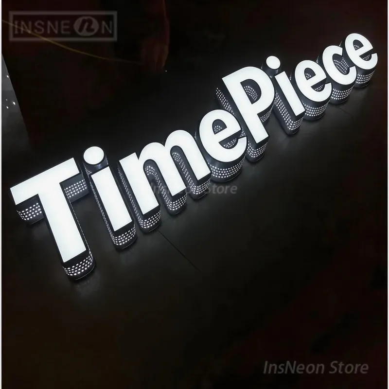 TimePiece Led Signage Custom Acrylic Signs Luxury Brand Logo Illuminated Wall Luminous Letters Metal Business Neon Signs