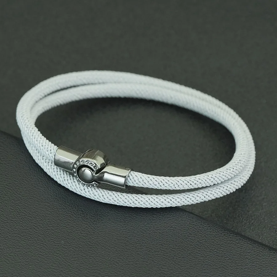 Leisure Outdoor Men Bracelet Apparel Accessories Bilayer Detachable Magnetic Clasp Braided String Braslet Cycling Homme Jewelry