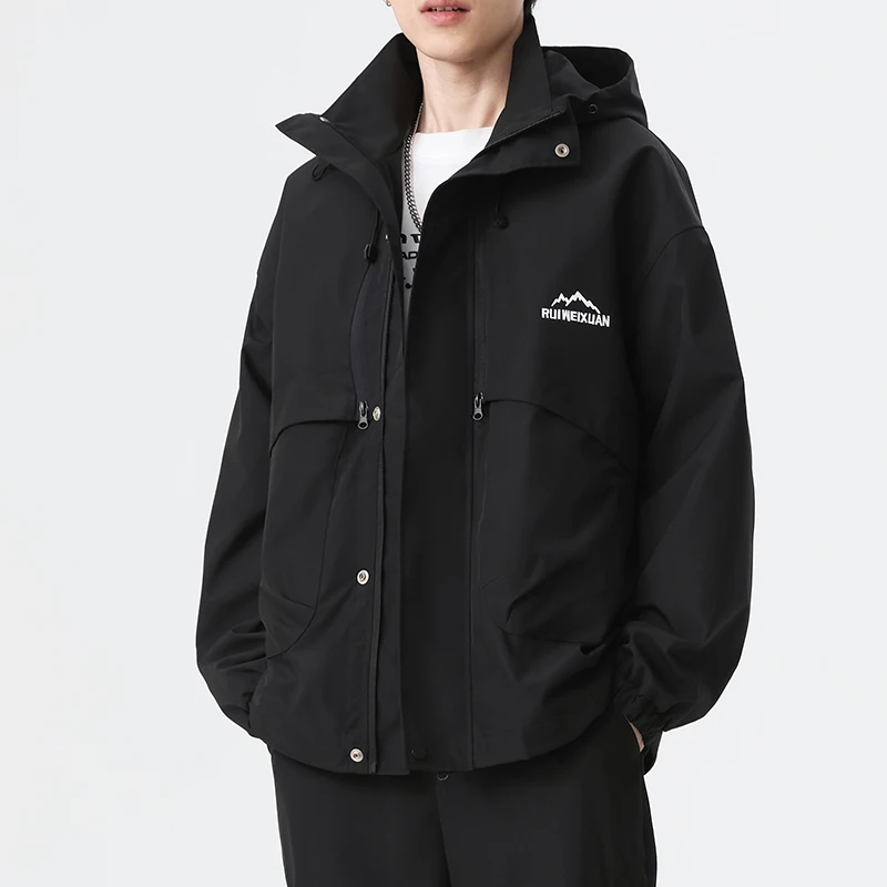 

American Retro Large Size 300 Pou Men's Jaet Autumn Winter Hooded Windproof Polyester Casual Faion Outerwear Coat