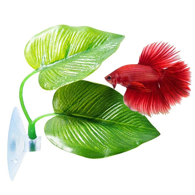 Betta Fish Rest Aquarium Leaf Plants Decoration Spawning Ornamental Plant Betta Fish Play Relax Artificial Hide Leaf Hammock