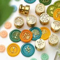Mini 15mm Wax Seal Stamp Plant Sealing Wax Brass Stamp Replace Head For Scrapbook Wedding Party Invitation Gift Letter Cards