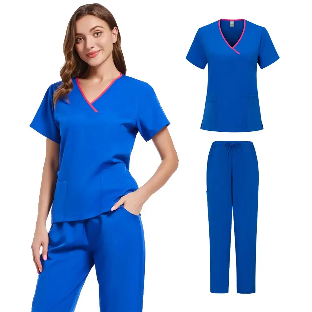 Uniformes médicos ajustados para mujer, conjuntos de Tops y pantalones, ropa de enfermería, médicos de Hospital, accesorios de enfermería, ropa de trabajo Dental