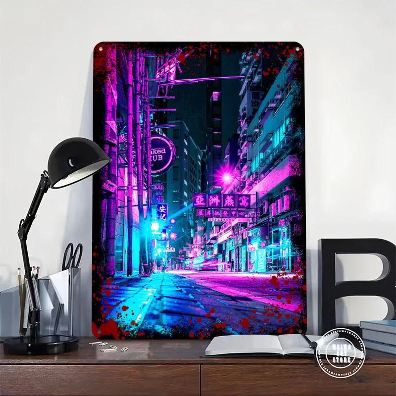 Cyberpunk Tone Printed Poster Customized Wall Art Retro Vintage Metal Tin Signs for Home Office Decor Bedroom Decoration Gaming