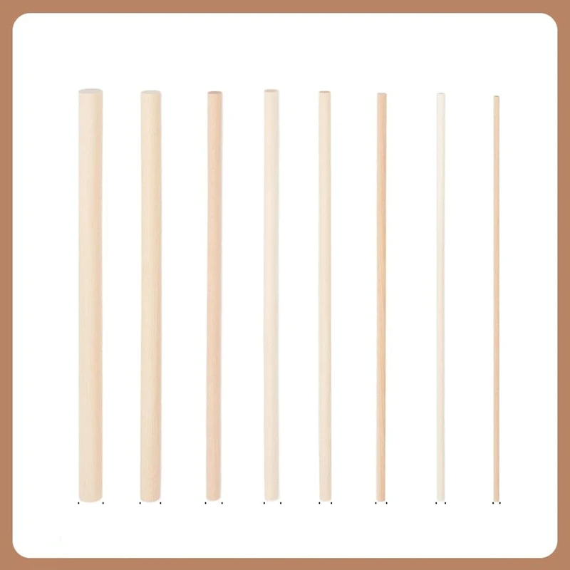 너도밤나무 나무 스틱 키트, 다양한 크기의 원형 장부촉 막대, 미완성 나무 경목 스틱, DIY 공예, 42 개