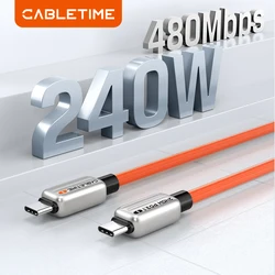 CABLETIME 240W PD Cable USB C to USB C Cable Fast Charger Adapter Type C to C Cable Power Wire for Laptop Macbook Samsung iPad