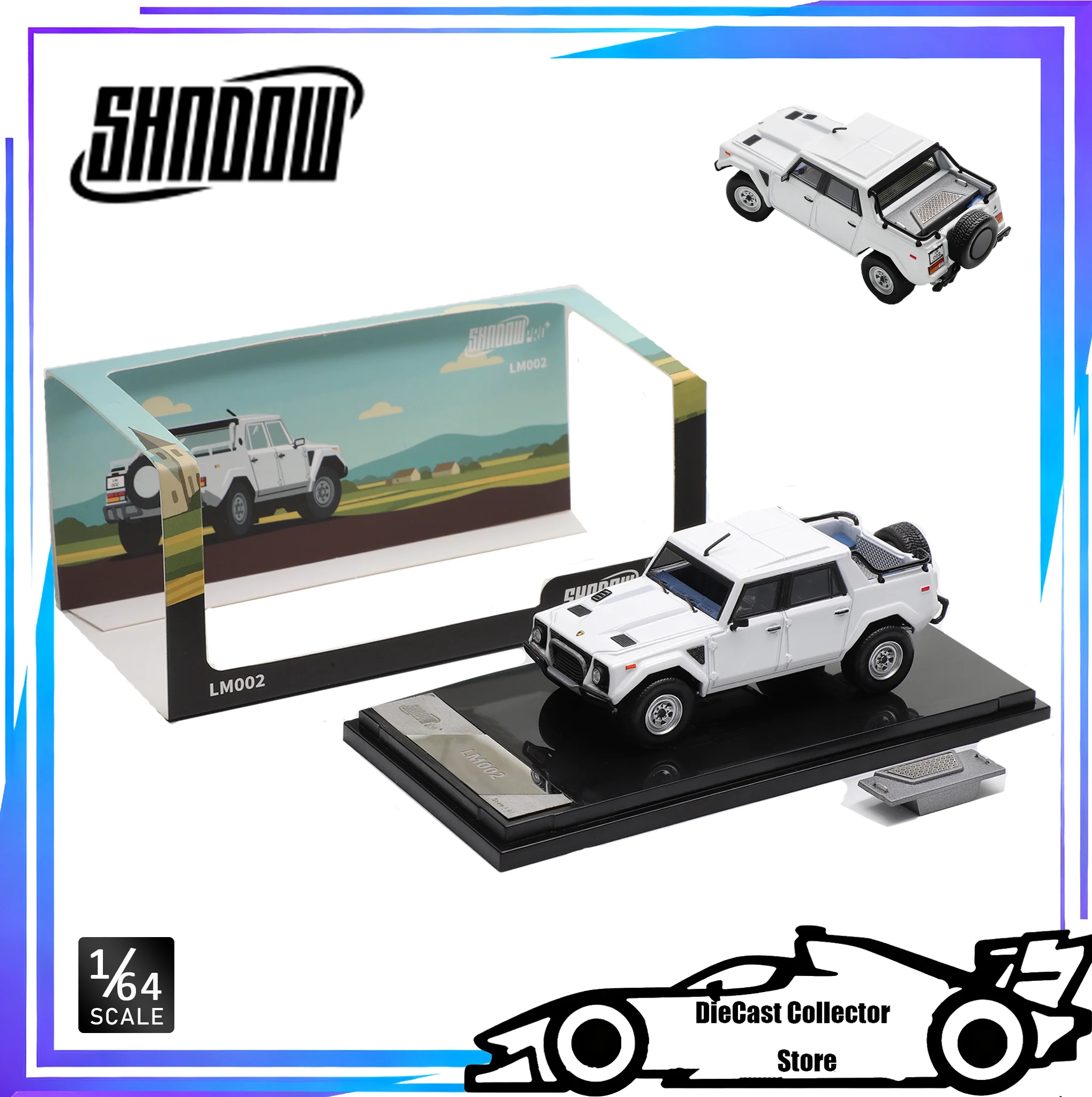 

Shadow Pro 1/64 Lamborghini LM002 Модель автомобиля из белого сплава, игрушка в подарок