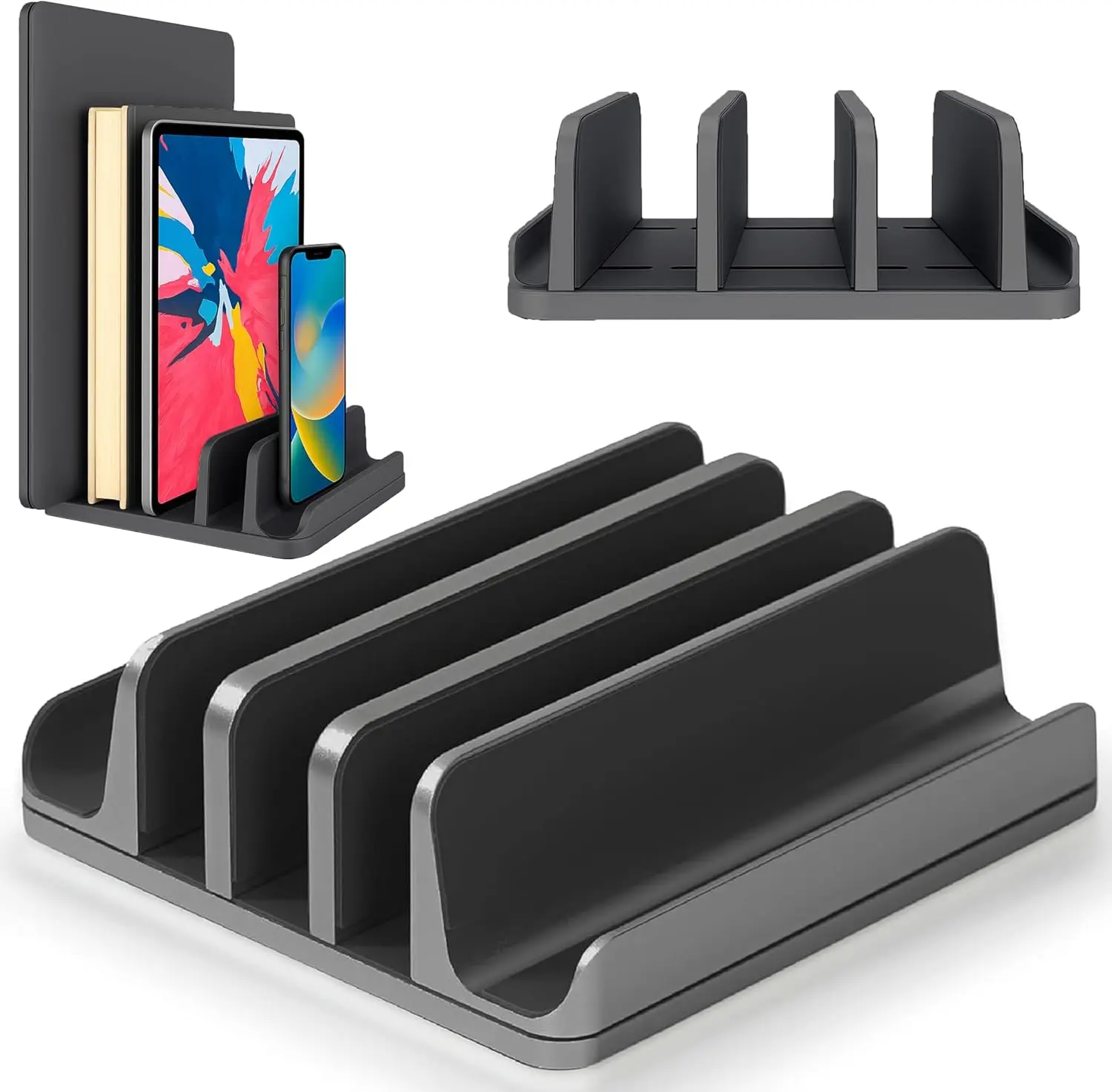 

5-Slot Vertical Aluminum Laptop Stand for Desks, Fits Up to 17.3" Devices Including MacBooks and Gaming Laptops