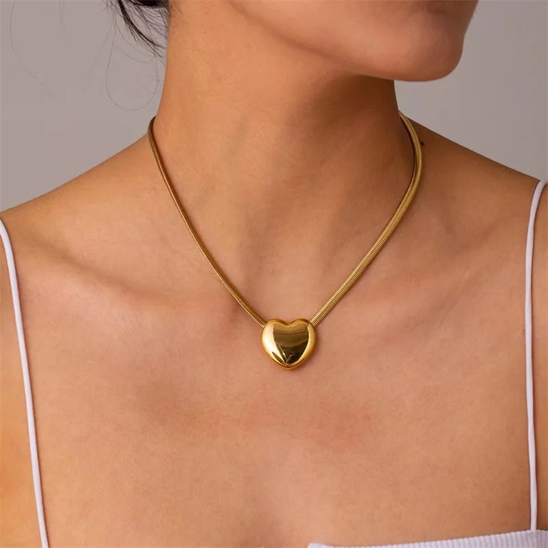 EILIECK 316L Edelstahl Herz-Liebesanhänger Halskette für Damen, Modische 18K Vergoldete Halskette, Wasserdichter Schmuck Geschenk – Detail 7