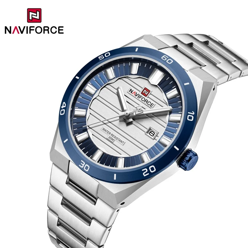 

NAVIFORCE High Quality steel Quartz Watch Outdoor Sports Auto Date Clock steel Strap Waterproof Luminous Watches for Man Gift